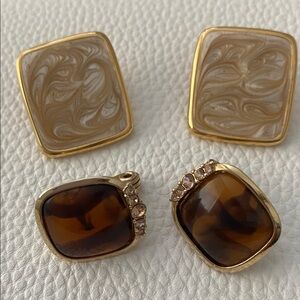 Vintage lot two pair clip on vintage earrings